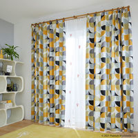 スミノエ PEANUTS セミオーダー カーテン スリーピースヌーピー 2300×1750mm オレンジ 1セット(2枚入)（直送品）