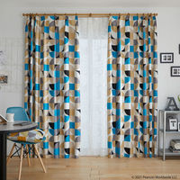 スミノエ PEANUTS セミオーダー カーテン スリーピースヌーピー 2700×1250mm ブルー 1セット(2枚入)（直送品）