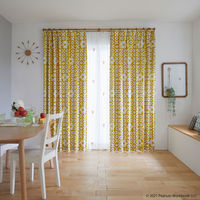スミノエ PEANUTS セミオーダー カーテン フラワーメイズ 2200×1100mm イエロー 1セット(2枚入)（直送品）