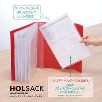 キングジム ホルサック クリアーホルダーファイル 黒 12枚収納 6191W-BK 1冊
