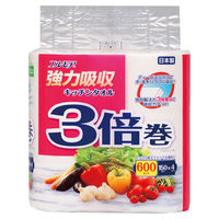 エルモア 強力吸収キッチンタオル 3倍巻 150カット 1セット（4ロール入×3パック）