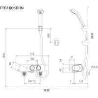 KVK サーモシャワー タッチサーモ FTB160KBRN 1個（直送品）