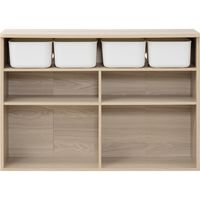 アイリスオーヤマ 収納棚 木製チェスト ラウンドシェルフ ワイドタイプ RUS-97W ライトナチュラル 1台（直送品）