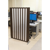 フルネス パネルパーテーション スタンド付 幅900×長さ1500mm 半透明×ダークウッド 4903220973337 1台（直送品）