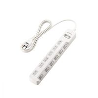 延長コード 電源タップ 2.5m 6個口 一括&個別スイッチ付 雷ガード ほこり防止 白 T-K8A-2625WH エレコム 1個（直送品）