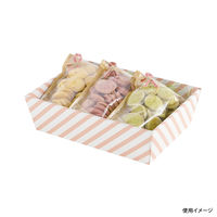 ヤマニパッケージ ギフトトレー Yストライプ L サーモンピンク 100枚(20×5) EE-416 1ケース(100枚入(20枚×5袋))（直送品）