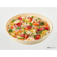 パックスタイル エコ容器 BB竹バガス 丸桶4 ラミ パルプモールド 寿司桶 本体 3～4人前 クラフト色　100枚(10×10)（直送品）