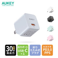 AUKEY USB充電器 Minima 30W 折りたたみ式 エレファントグレー PA-Y30S-GY 1個