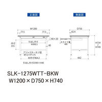 【車上渡し】山金工業 ワークテーブルLAB 実験台 耐薬品天板 固定 ワイド引出し SLK-1275WTT-BKW 1台（直送品）