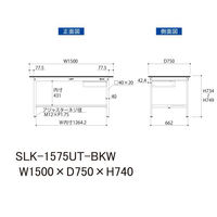 【車上渡し】山金工業 ワークテーブルLAB 実験台 耐薬品天板 固定 キャビネット SLK-1575UT-BKW 1台（直送品）