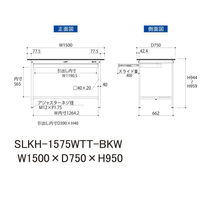 【車上渡し】山金工業 ワークテーブルLAB 実験台 耐薬品天板 固定 ワイド引出し SLKH-1575WTT-BKW 1台（直送品）
