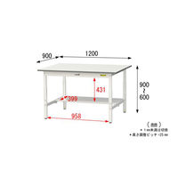 【車上渡し】山金工業 ワークテーブル150 軽量作業台 耐荷重150kg 高さ調整 半面棚板 SUPA-1290T-WW 1台（直送品）