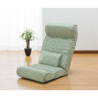 ファミリー・ライフ 腰にやさしい高反発座椅子DX 座ったままリクライニング マーガレット柄 グリーン 0405130 1個（直送品）