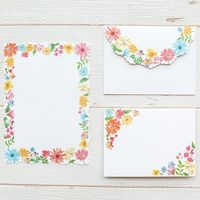 包む ミニレターセット カラフルフラワー TL037 1セット(1パック×5)