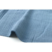 日本紐釦貿易 DOMOTEX ダブルガーゼ 無地 輸入生地 フランス 生地 ライトブルー 巾130cm×5m切売カット（直送品）