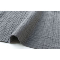 日本紐釦貿易 DOMOTEX ダブルガーゼ 無地 輸入生地 フランス 生地 グレー 巾130cm ×5m切売カット（直送品）