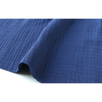 日本紐釦貿易 DOMOTEX ダブルガーゼ 無地 輸入生地 フランス 生地 インディゴ 巾130cm×5m切売カット（直送品）