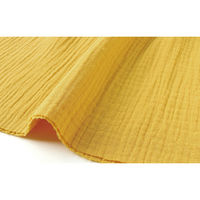 日本紐釦貿易 DOMOTEX ダブルガーゼ 無地 輸入生地 フランス 生地 マスタード 巾130cm×5m切売カット（直送品）