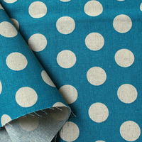 日本紐釦貿易 NBK 綿麻ナチュラルプリント生地　大ドット柄 110cm巾×5m切売カット ブルー系 ICH29000-1G-5M（直送品）