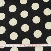 日本紐釦貿易 NBK 綿麻ナチュラルプリント生地 大ドット柄 110cm巾×5m切売カット ブラック系 ICH29000-1K-5M（直送品）