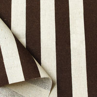 日本紐釦貿易 NBK 綿麻ナチュラルプリント生地 太ストライプ柄 110cm巾×5m切売カット ブラウン系 ICH29000-2J-5M（直送品）