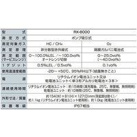 ポータブルガスモニター リチウム仕様 HC:100％LEL ＆ vol％/O2:0-40vol％ RX-8000 64-9698-07（直送品）