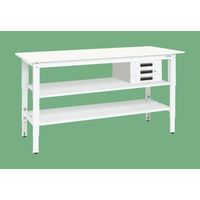 軽量高さ調整作業台(TKK8タイプ/均等耐荷重200kg/抗菌・抗ウイルスポリエステル天板/H800~1000mm/固定式/中棚・中板付)（直送品）