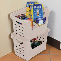 リバティーコーポレーション 積み重ね ストッカー 仕切り付 ワームグレー LD-246 4571151222468 1個