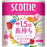 日本製紙クレシア スコッティフラワーパック1.5倍巻き ダブル 4901750263508 1セット(8巻×8パック)