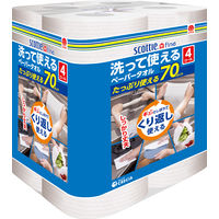 日本製紙クレシア スコッティ ファイン 洗って使えるペーパータオル キッチンペーパー 70カット １セット（４ロール入×６パック）