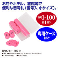 ササガワ 番号札 桃 1~100 小 32-8797 1箱