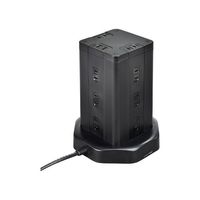 エスコ AC100V/14Ax2m タップ(12口/USBポート/タワー型) EA815GN-61 1個（直送品）