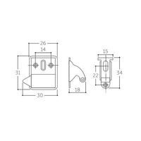 エスコ 31mm ローラーキャッチ(右用) EA951M-54 1セット(30個)（直送品）