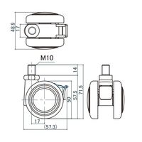 エスコ [EA976CBー1A用] キャスター(ストッパー付) EA976CB-78 1セット(3個)（直送品）