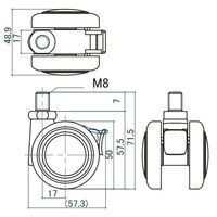 エスコ [EA976CBー2・ー3用] キャスター(ストッパー付) EA976CB-80 1セット(3個)（直送品）