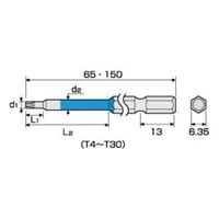 アネックスツール ANEX アネックス 6.35差込 ヘクスローブ カラービット T9X65mm ACTXー0965 ACTX-0965 1本（直送品）