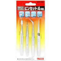 藤原産業 EーValue ステンレスピンセット 4本組 EHPー4SN 1セット(3個)（直送品）