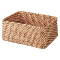 無印良品 重なるラタン長方形バスケット 中 （Ｖ）約幅３６×奥行２６×高さ１６ｃｍ 1セット（1個×6） 良品計画