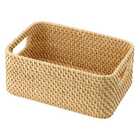 無印良品 ラタンボックス取っ手付 スタッカブル （Ｖ）約幅１５×奥行２２×高さ９ｃｍ 1セット（1個×6） 良品計画