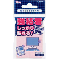 ライオン事務器 付箋紙 貼ってはがせるメモ 76.2×25.4mm 100枚入×2本 ピンク 13822 1セット(10パック)