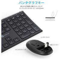 キーボード+マウスセット ワイヤレス（2.4G） 静音 超薄型 JIS配列 IC-BK23Comboブラック iClever