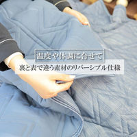 1枚 接触冷感 リバーシブル キルトケット ネイビー ひんやり 冷たい 寝具 夏 シングル 丸洗いOK 掛け布団 涼しい ケット エコ（直送品）
