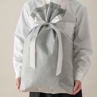 ヘッズ 2重不織布リボン付バッグ-L/グレー DFG-RBL 1セット(50枚:10枚×5パック)