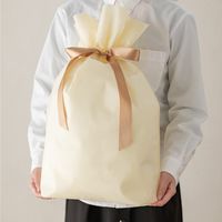 ヘッズ 2重不織布リボン付バッグ-L/クリーム DFC-RBL 1セット(50枚:10枚×5組)