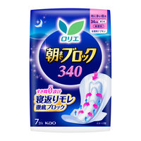 【生理用品】 ナプキン 特に多い夜 羽つき 34cm ロリエ 朝までブロック340 1セット（7枚入×3個） 花王
