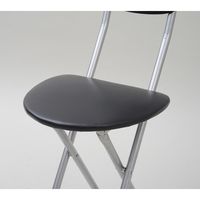 YAMAZEN フォールディングチェア 折りたたみ椅子 幅330×奥行460×高さ750mm シルバー/ブラック シンプル 合成皮革（直送品）