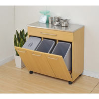 YAMAZEN　ステンレスダストボックス　3分別　14L　幅705×奥行357×高さ734mm　ナチュラル　（直送品）