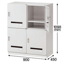 【組立設置込】イトーキ シンラインキャビネット 2列2段 ロッカー4人用 シリンダー錠 下置用 ホワイト 幅900×奥行450×高さ1098mm 1 （直送品）
