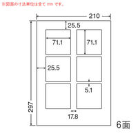 東洋印刷 ナナクリエイト カラーレーザープリンタ用光沢ラベル 白 A4 6面 1箱 SCL8（直送品）