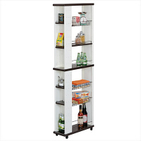 エムケー精工　スリムワゴン　ハイタイプ　幅200×奥行550×高さ1640mm　ブラウン/ホワイト　（直送品）